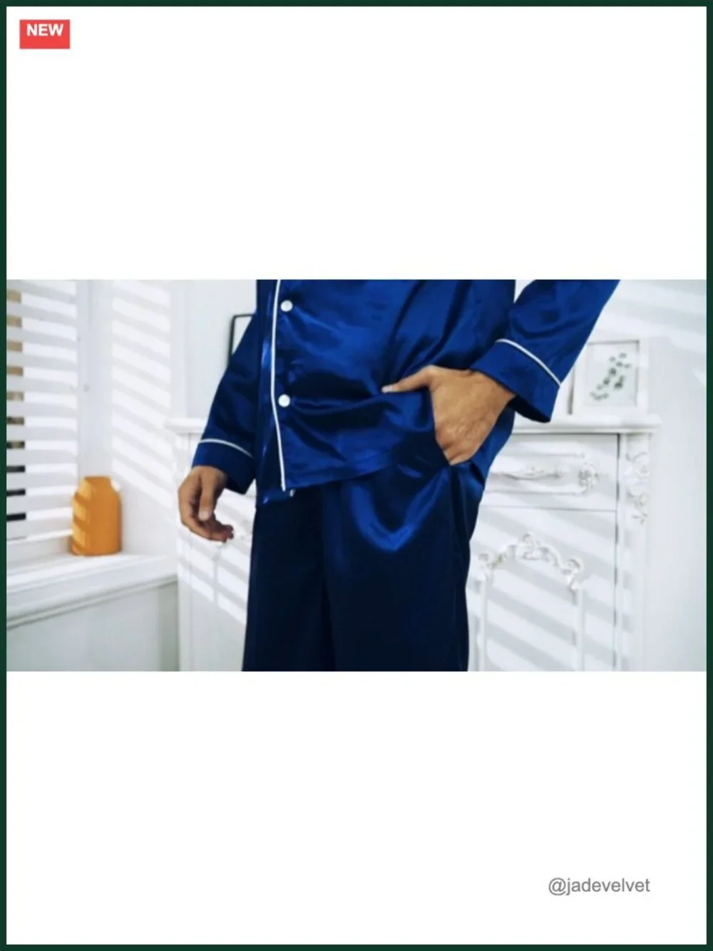 Mens Silk Pajamas Set Long Sleeve Satin Button Down Sleepwear Two-Piece